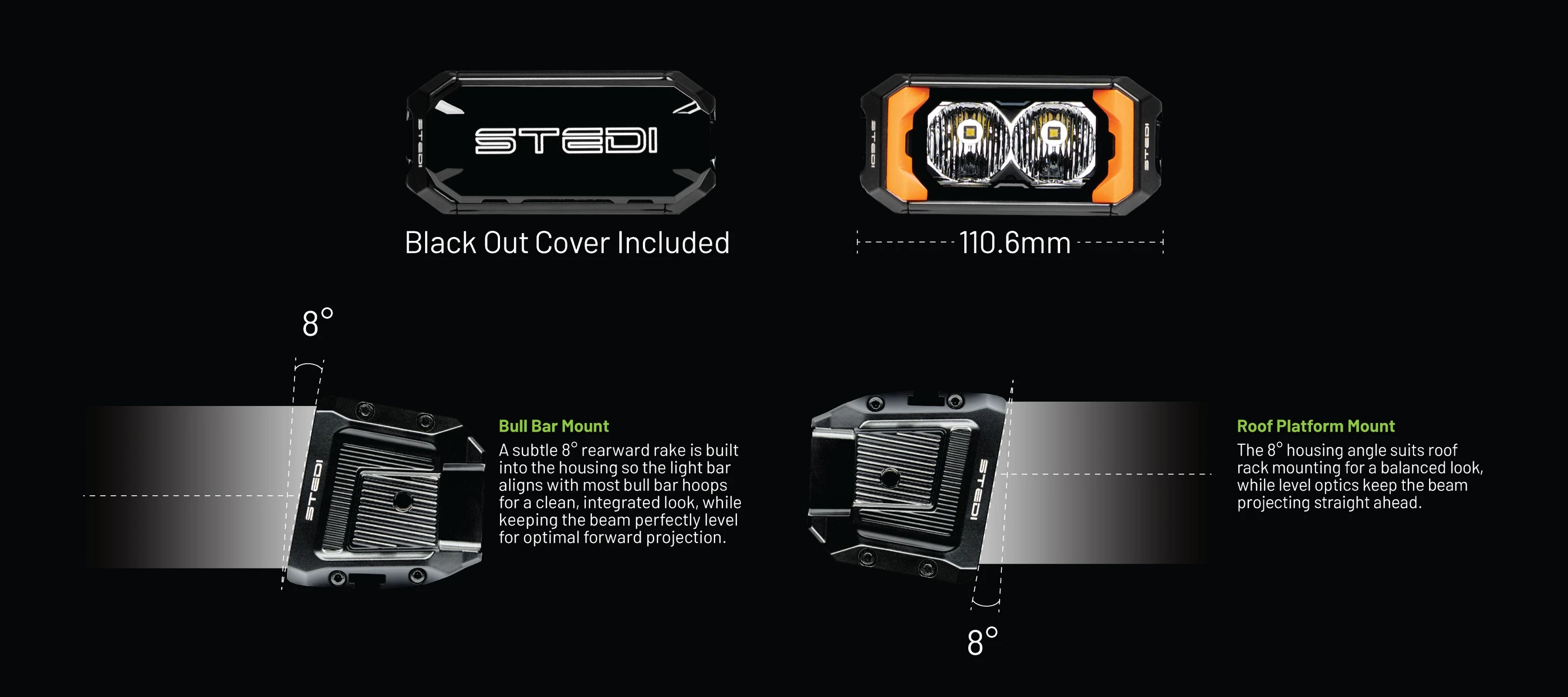 STEDI Sport Plus Single Row 4.3 inch 2 LED Light Bar